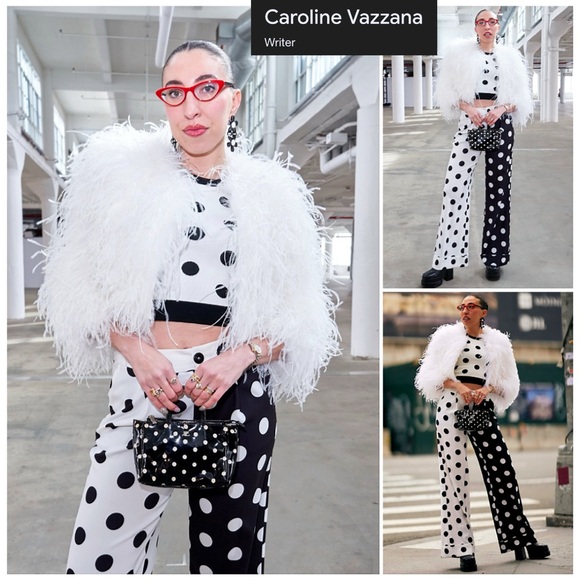 Alice + Olivia Tomasa Polka Dot Cuffed Black White Colorblock Pant - Picture 9 of 17